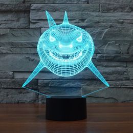 3D Illusion Lamp Animal Shark LED Night Light 7 Colour Change Desk Lamp Kids Gift #R87