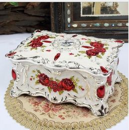Big Size Vintage Flower Carved Jewellery Box Multi-colors Enamled with Stones Decor Necklace Pendant Rings Gifts Storage Case