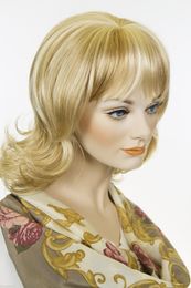 Long Medium Length Blonde Layered Wavy Wig Bangs