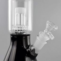 Splash Guard Beaker Hookah Bong - Black Glass Water Pipe with 14mm Downstem and Spiral Percolator