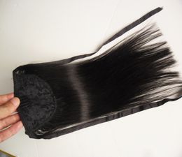 Ponytail Human Hair Remy Straight European Ponytail Hairstyles 60g 100% Natural Hair Clip in Extensions 60g 16" 40cm