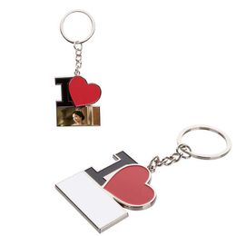 sublimation keychains red heart style key ring hot transfer printing blank custom consumables