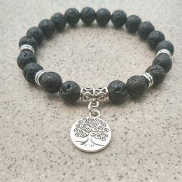 black Lava Stone Turquoise Bead Tree Of life Bracelet Essential Oil Perfume Diffuser Bracelet for women men