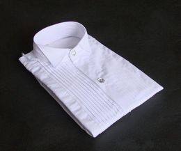 Высочайшее качество белый хлопок с длинным рукавом рубашка мужчины маленький заостренный воротник сложить формальные случаи платья рубашки