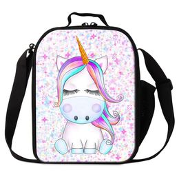 Cute Unicorn Animal Printing Lunch Bags For Student Custom Design Cooler Bag For Girls Thermal Insulated Ice Packs Children School Lunch Box