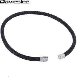 Thin Brown Black Braided Cord Rope Man Made Leather Necklace for Men Chocker Silver Tone Stainless Steel Clasp 4/6/8mm LUNM09