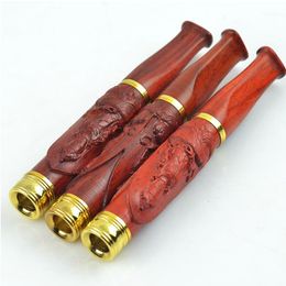 authentic cigarette holder UK - Authentic red sandalwood Guanyin embossed cigarette holder holder about 10cm