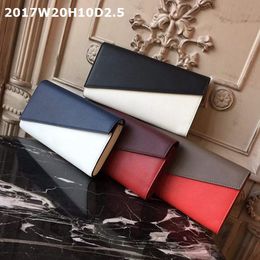 Top quality women wallets plain real leather slant cover zipper pocket inner layers of slot for cards welcome to contrast
