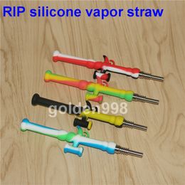 Silicone Nectar Mini Water Pipes with GR2 Titanium Nail 10mm Concentrate Dab Straw Oil Rigs DHL