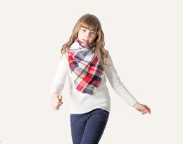 children winter scarf fashion design grid triangle fichu kids autumn cotton scarves tassel accessory birthday gift