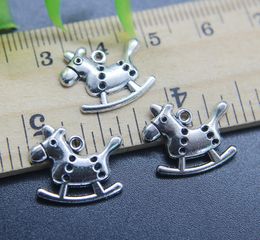 Wholesale 100pcs Hobbyhorse Toy Charms Pendant Retro Jewellery Making DIY Keychain Ancient Silver Pendant For Bracelet Earrings 14*16mm