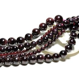 8mm Wholesale Natural Dark Red Garnet Loose Round Beads 4 6 8 10 12 mm Strand 15'' For Jewellery Making DIY Bracelet Necklace