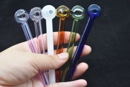 10cm Colourful glass oil burner pipe 8mm thick heady glass tube Oil Nail Pipe free shipping