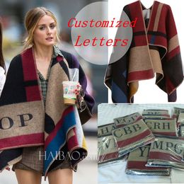 Marke Frauen Poncho Kaschmir Wolle Schal Monogrammed Poncho Cape Plaid Winter Check Decke Poncho bufanda manta 2018 S18101307