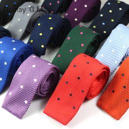 Knitted necktie Flat-end Neck Ties 20 Colours 145*5cm Men's Narrow Neck Ties embroider Necktie for Men's business tie Christmas Gift Free shi