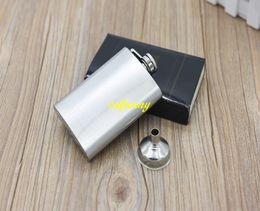 50pcs/lot 70*101*20mm Size 4oz Portable Hip Flask Stainless Steel Pocket Whiskey Liquor bottle With funnel Men's Gift Outdoor Drinkware
