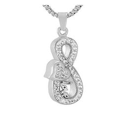 Infinity Love Cremation Urn Jewelry Waterproof Rhinestones Keepsake Urn Necklace Memorial Remains Pendant for Ashes Necklace +Funnel Kit