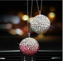 1 X Car Rear View Mirror Charms Crystal Bling Ball Hanging Ornament Rhinestone Interior Decor Crystal Ball Lucky Charm Pendant