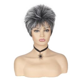 Synthetic Wigs Short Straight Crochet Braids 6 inch Heat Resistant With Layered Bangs For Women Cosplay Wigs