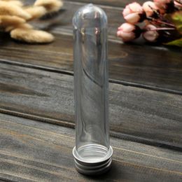 100pcs/lot 40ml Transparent Mask Bath Salt Test PET Tube 40cc Clear Plastic Bottle Cosmetic Tube With Aluminum Cap lin4163