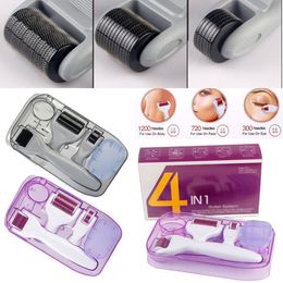 4 in 1 Derma Roller Set 0.5mm 1.0mm 1.5mm Micro Needle Skin Care Revival Travel Case Sealed Package