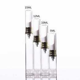 5ml 10ml 12ml 15ml Clear Eye Cream Airless Gold Pump Bottle Vacuum Flask AS Emulsion Bottles Travel Size Plastic Vials Container