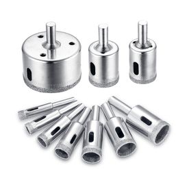 Freeshipping 10Pcs/lot Drill Bit Set 8-50mm Diamond Coated Core Hole Saw Drill Bits Tool Cutter For Ceramic Tiles Marble Glass Granite
