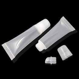Refillable Clear Plastic Tubes - 8ML Squeeze Capacity for Balm, Lipstick, Gloss and Cosmetics - 10ML Empty empty cosmetic squeeze tubes