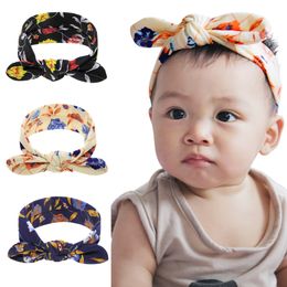 Kids Baby Headbands Bohemian Rabbit Ears Hair Accessories Head Wrap Girls Children Elastic Bunny Floral Imprint Headband Headwear KHA411