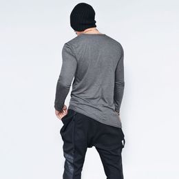 Fall Mens New Fitness Casual Long Sleeves Bevel Hem Solid Colour T-shirt Thin Breathable Slim Fit Bottom Pullover Tops Tee313D