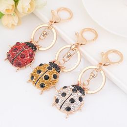 Cute Ladybird Keychain Crystal Metal Keychain Rose Gold Plated Keyring Car Keychains Purse Charms Handbag Pendant Best Gift