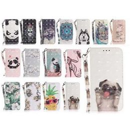 3D Cat Dog Panda Wallet flip PU Leather Covers Cases with Strap for iphone X XS Max XR 8 7 6 6S Plus Samsung S8 S9 Plus Note 8 9 A6 A8 2018