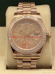 Menhigh quality watches 41MM 228345RBR Diamond mosaic dial 18K Rose Gold Day-Date II bracelet Asian 2813 double calendar men watch Wristwatches