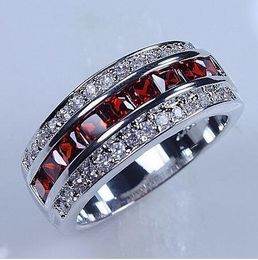 choucong Jewellery Men's gold filled Red Diamonique cz Wedding band ring free shipping size 8/9/10/11/12