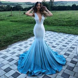 Stunning Sexy Mermaid Prom Dresses Deep V-Neck Sleeveless Attractive Long Evening Dresses Stylish 2k18 Formal Prom Gown Cocktail Dress