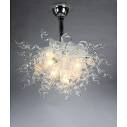 Style White LED Chandelier Lamp Art Deco Lighting Hand Blown Murano Glass Pendant Light Droplight