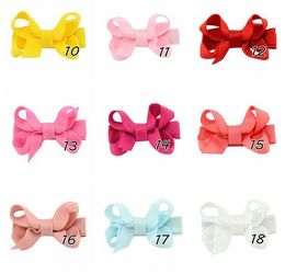 120pcs baby girl Small Mini Solid hair bows clips Hairpins Sweet ribbon whole wrapped safety Hair Clips Kids headwear Accessories HD615