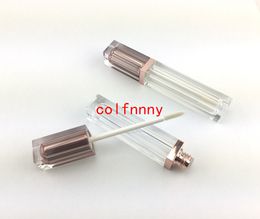 200pcs/lot Top Grade Rose Gold Empty Lip Gloss Tube, Plastic Liquid Lipstick Container, Square Shape Lip Gloss Refillable Bottl