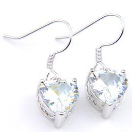 wholesale fashion jewelry usa UK - Luckyshine Fashion Jewelry Women Heart Shaped White Topaz Gems 925 Silver Weddings Earrings Girls Gift Jewelry Russia USA Australia Earring