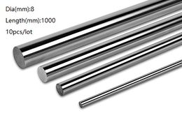 10pcs/lot 8x1000mm Dia 8mm linear shaft 1000mm long hardened shaft chromed plated steel rod bar for 3d printer parts cnc router