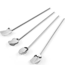 Stirring Stainless Steel Straw Spoon Ice Cream Irish Coffee Juice Mixer Mixing Rods Drinking Straw QW7395