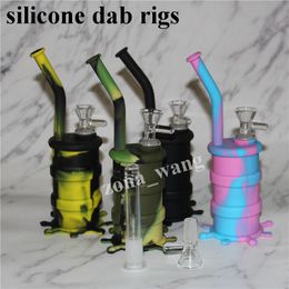 hookahs Wholesale Mini Bongs Jar Water pipe Silicon Oil Drum Rigs silicone pipes bubbler bong