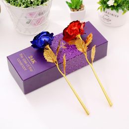 High Quality Colourful Gold Foil Flowers Flores Artifical Simulation Exquisite Luxury Plated Rose Flowers Wedding Decoracions Supplies 2jp a