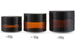 200pcs 20g 30g 50g brown amber glass cream jar with black lid, 30 gram cosmetic jar,packing for sample eye cream,30g bottle