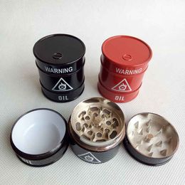 Newest Oil Drum Shaped Grinder 44mm Height 3 Layers Herb Hand Cigarette Tobacco Crusher Abrader For Smoking Tool rolling machine