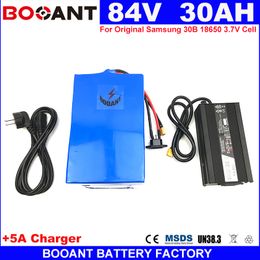BOOANT 84V 30AH for Bafang 2000W Motor E-bike Lithium Battery pack 18650 cell 84V Electric Bicycle Battery +5A Charger 30A BMS