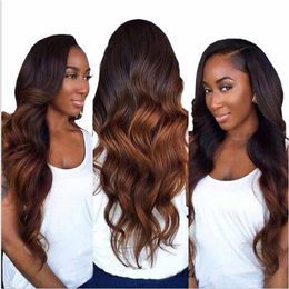 Pre-colored Ombre Malaysian Two Tone Human Hair Bundles 4/30# Dark Brown Coloured Malaysian Virgin Human Hair Weave Extensions