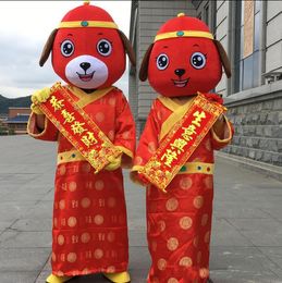 2018 Factory sale hot Chinese New Year dog mascot costume in Chinese traditional costume for adult to wear for sale