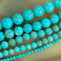 8mm One Strand Blue Natural Turquoises Loose Stone Jewelry Beads Pick Size 4 6 8 10 12 14mm DIY Crafts