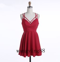 Simple Short Red Homecoming Dresses 2018 Mini Spaghetti Straps Cocktail Party Dresses Short Prom Dress Real Photos